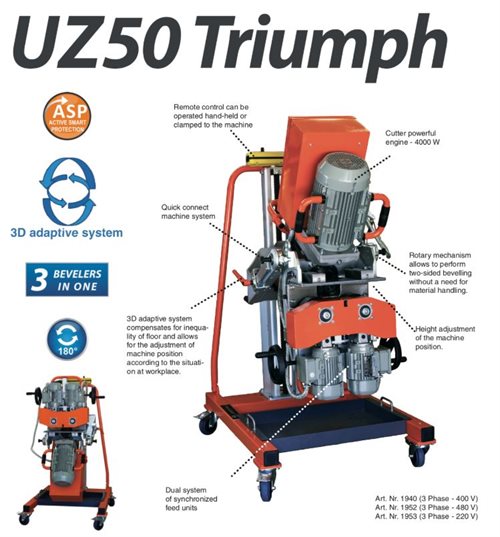 N022. Bevelling machine UZ50 Triumph +3D MANIPULATOR, 400V, 50 Hz BEVL1030